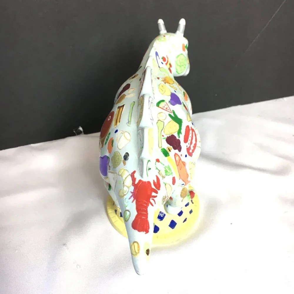 Dinosaur Figure Painted with fish lobster vegetables
